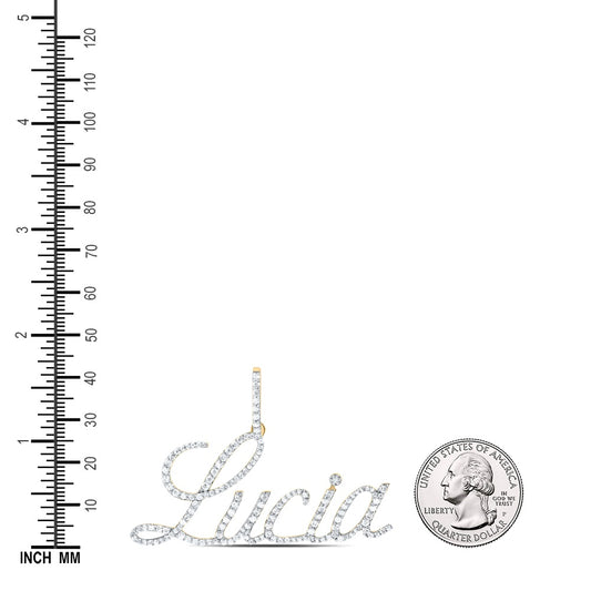 0.68 Ctw Natural Diamond Lucia Nameplate Pendant in 10k Yellow Gold