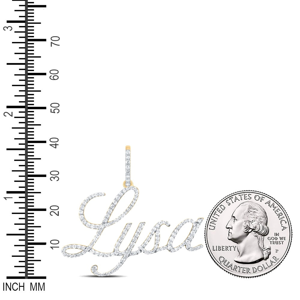 0.68 Ctw Natural Diamond Lysa Nameplate Pendant in 10k Yellow Gold