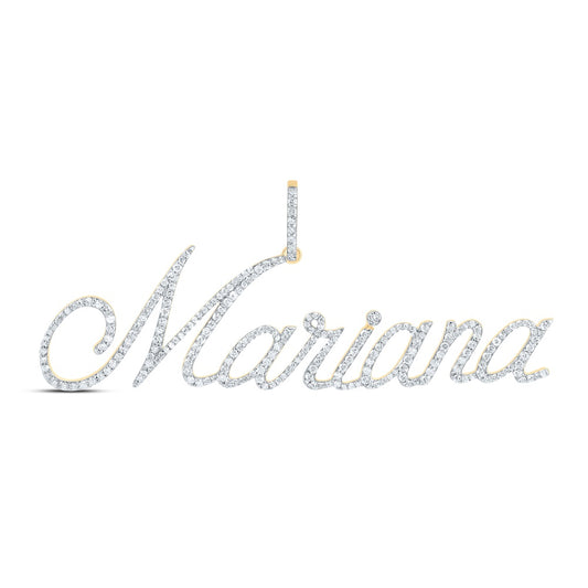1.13 Ctw Natural Diamond Mariana Nameplate Pendant in 10k Yellow Gold