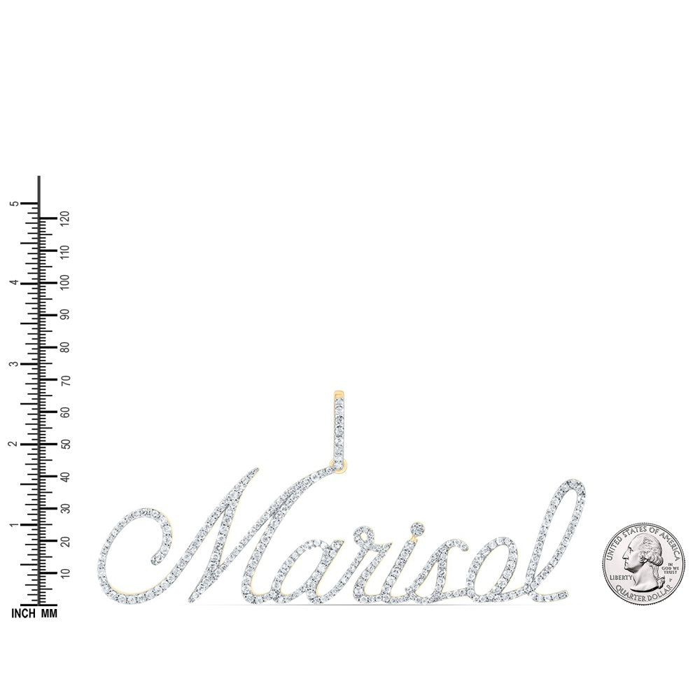 1.14 Ctw Natural Diamond Marisol Nameplate Pendant in 10k Yellow Gold