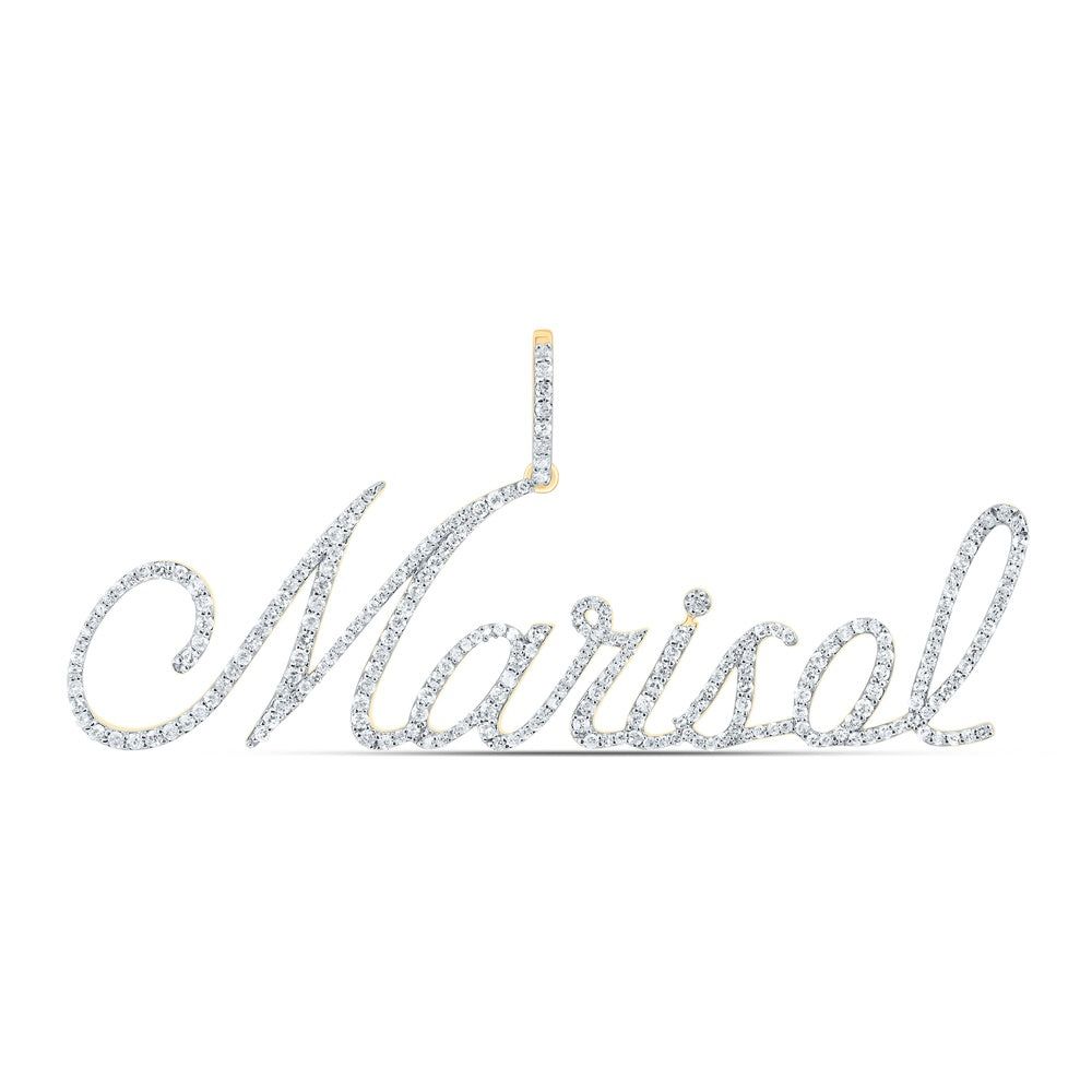 1.14 Ctw Natural Diamond Marisol Nameplate Pendant in 10k Yellow Gold
