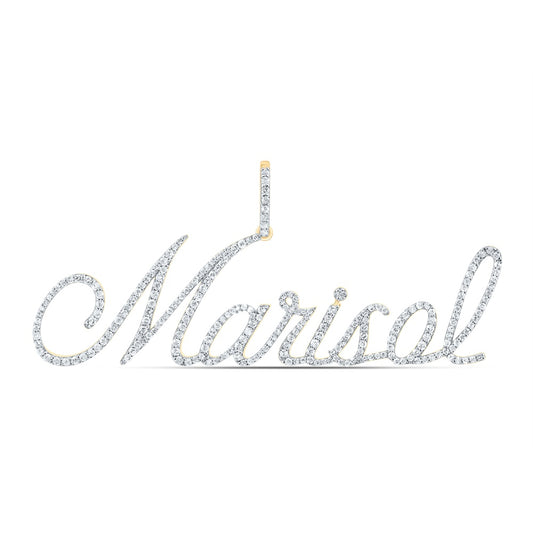 1.14 Ctw Natural Diamond Marisol Nameplate Pendant in 10k Yellow Gold