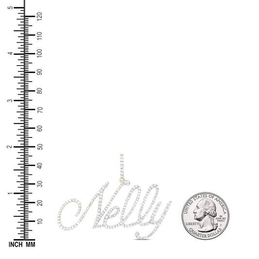 0.9 Ctw Natural Diamond Nelly Nameplate Pendant in 10k Yellow Gold