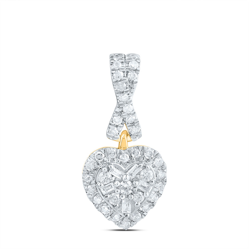 0.2 Ctw Natural Diamond Fashion Heart Pendant in 10k Yellow Gold