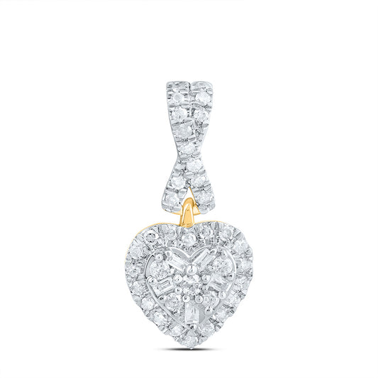 0.2 Ctw Natural Diamond Fashion Heart Pendant in 10k Yellow Gold