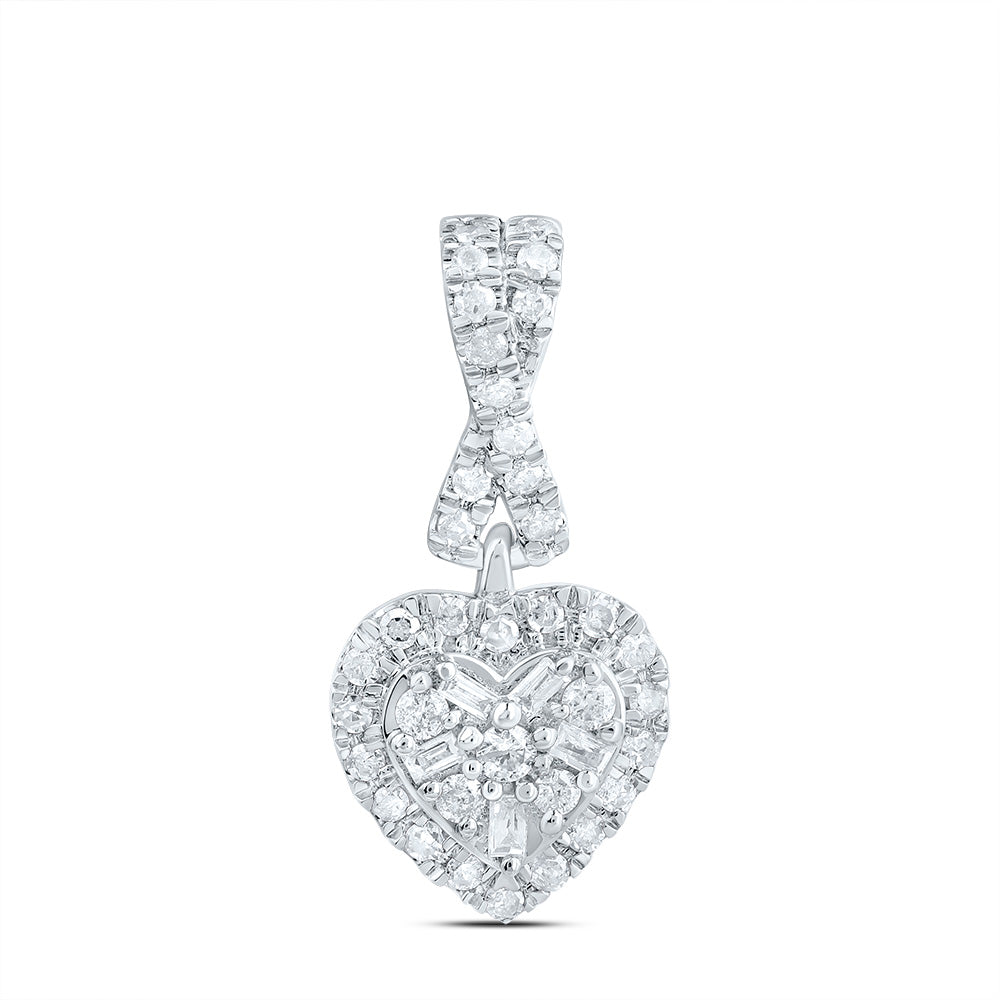 0.2 Ctw Natural Diamond Fashion Heart Pendant in 10k White Gold