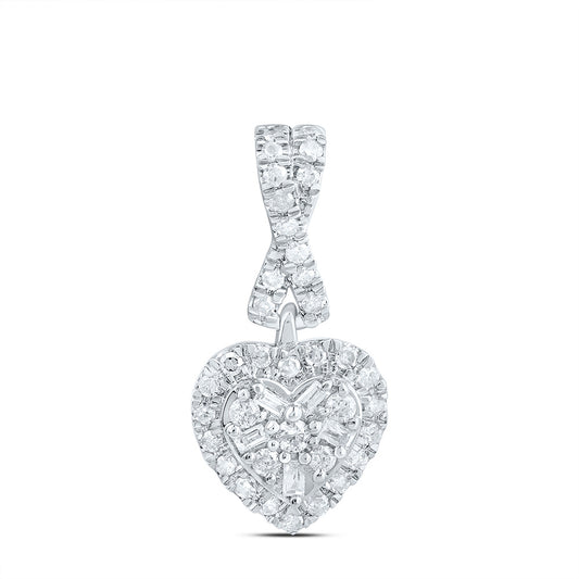 0.2 Ctw Natural Diamond Fashion Heart Pendant in 10k White Gold