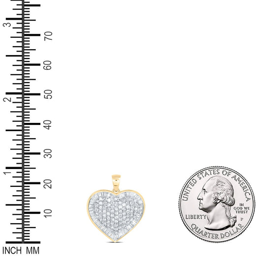 0.9 Ctw Natural Diamond Cluster Heart Gift Pendant in 10k Yellow Gold