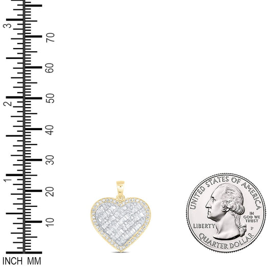 0.67 Ctw Natural Diamond Cluster Heart Gift Pendant in 10k Yellow Gold