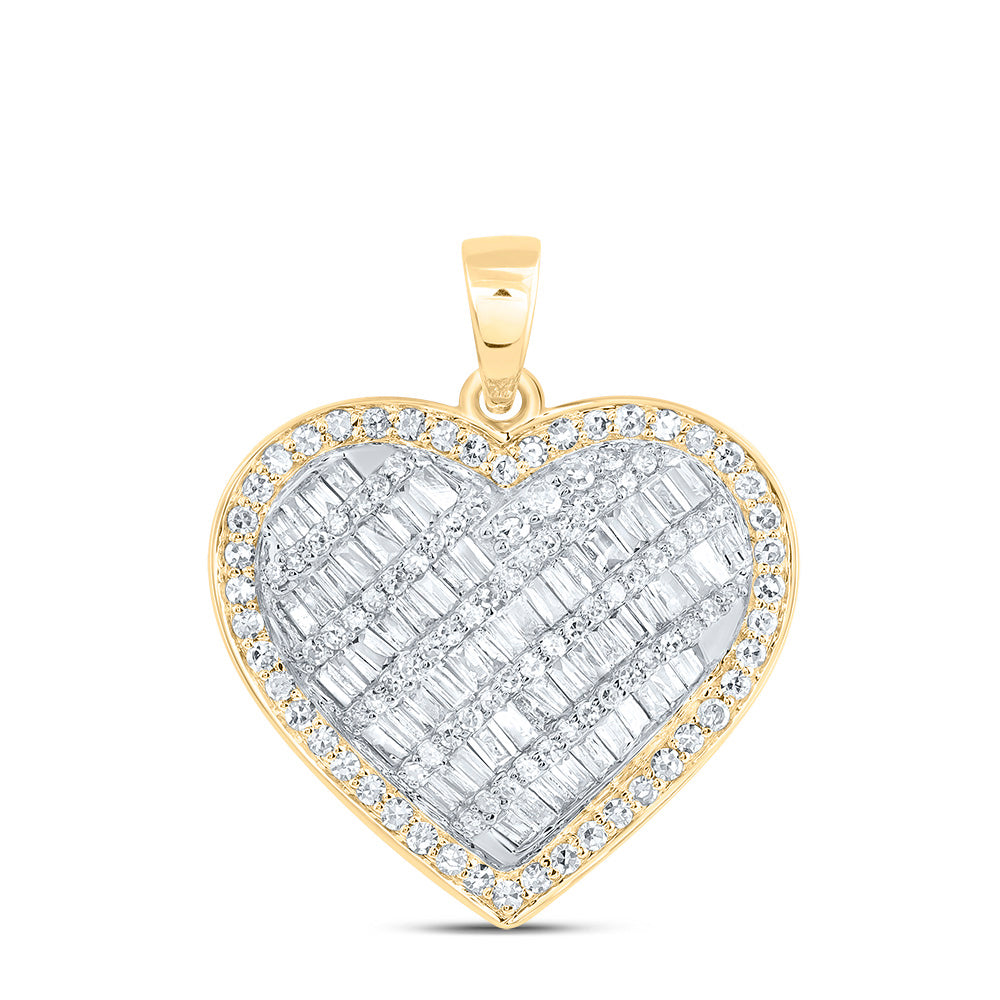 0.67 Ctw Natural Diamond Cluster Heart Gift Pendant in 10k Yellow Gold