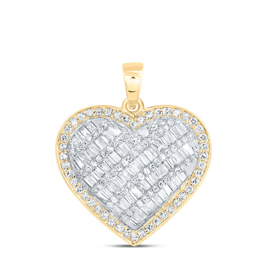 0.67 Ctw Natural Diamond Cluster Heart Gift Pendant in 10k Yellow Gold