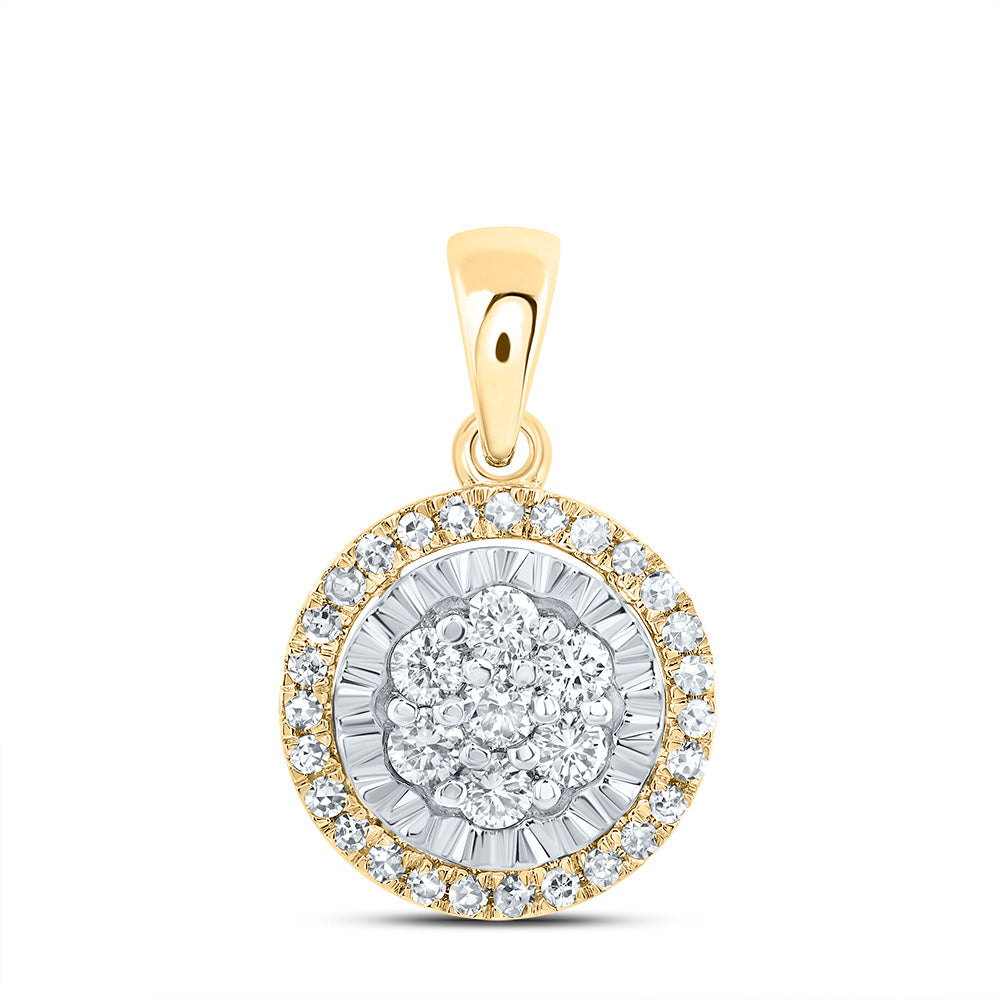 0.3 Ctw Natural Diamond Illusion Round Shaped Pendant in 10k Yellow Gold