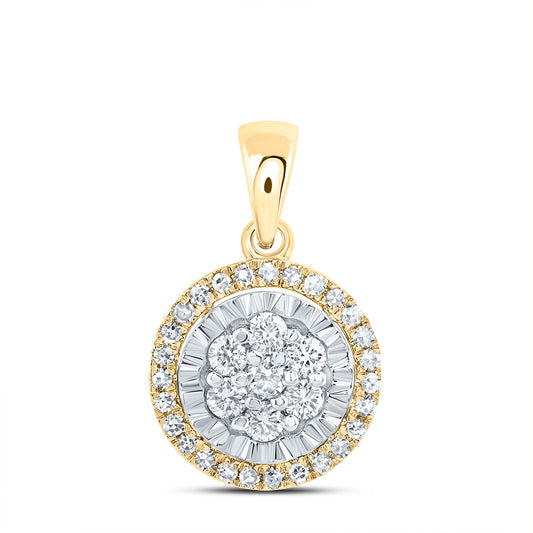 0.3 Ctw Natural Diamond Illusion Round Shaped Pendant in 10k Yellow Gold