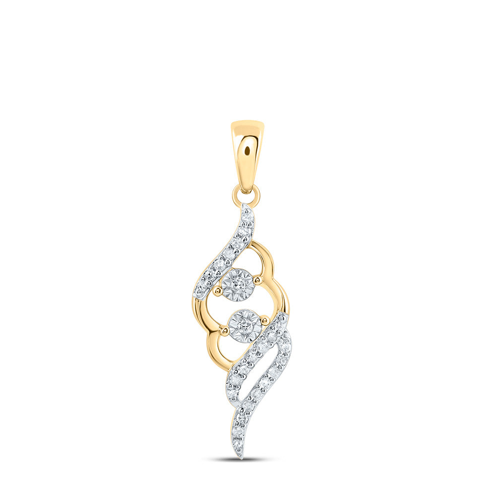 0.12 Ctw Natural Diamond Gift Fashion Pendant in 10k Yellow Gold