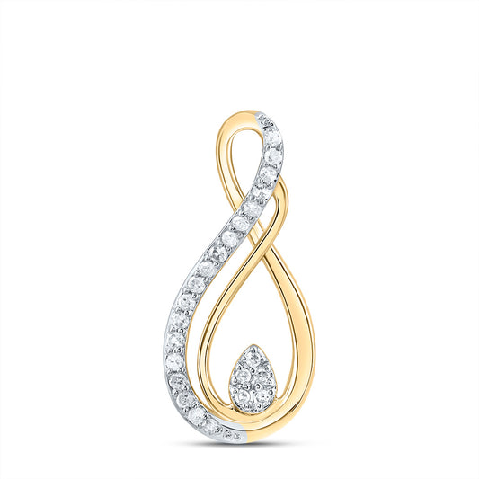 0.09 Ctw Natural Diamond Open Infinity Pendant in 10k Yellow Gold