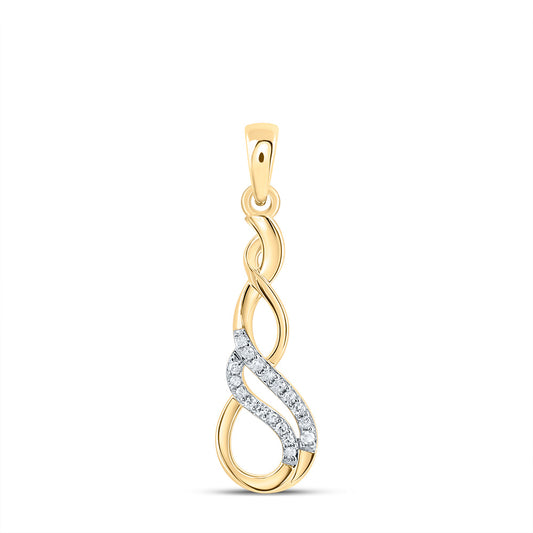 0.06 Ctw Natural Diamond Twist Swirl Pendant in 10k Yellow Gold