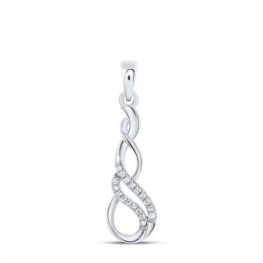 0.06 Ctw Natural Diamond Twist Swirl Pendant in 10k White Gold