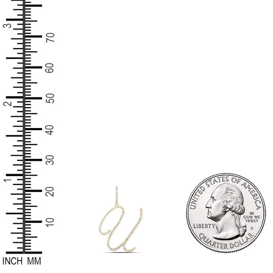 0.53 Ctw Natural Diamond Cursive Initial Letter U Pendant in 14k Yellow Gold