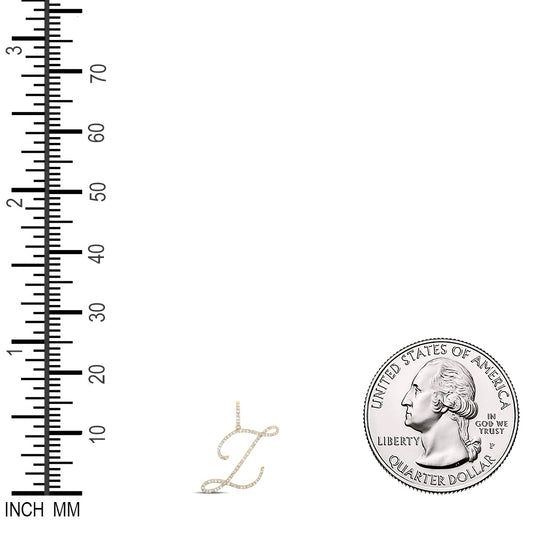 0.6 Ctw Natural Diamond Cursive Initial Letter L Pendant in 14k Yellow Gold