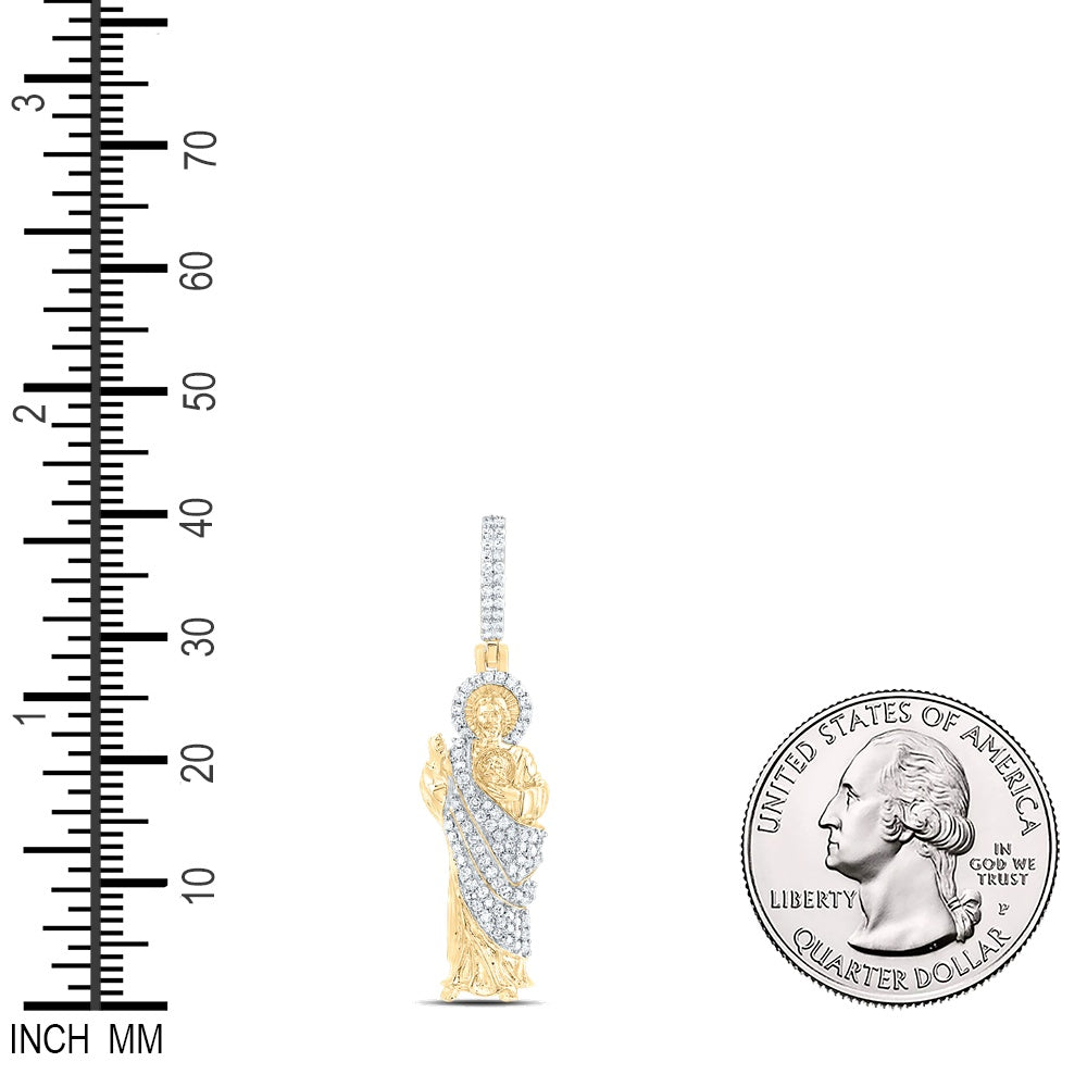 0.34 Ctw Natural Diamond Full Body Jesus Pendant in 10k Yellow Gold