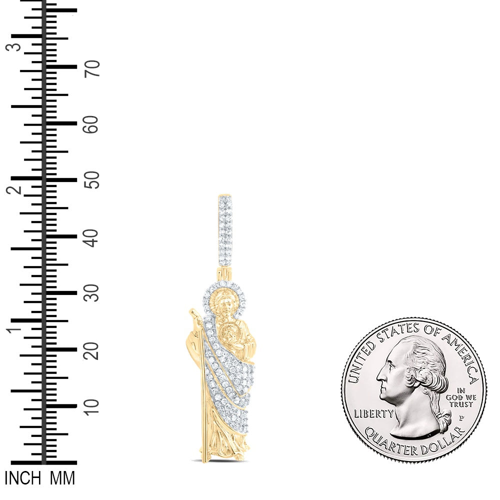0.54 Ctw Natural Diamond Saint Jude Pendant in 10k Yellow Gold