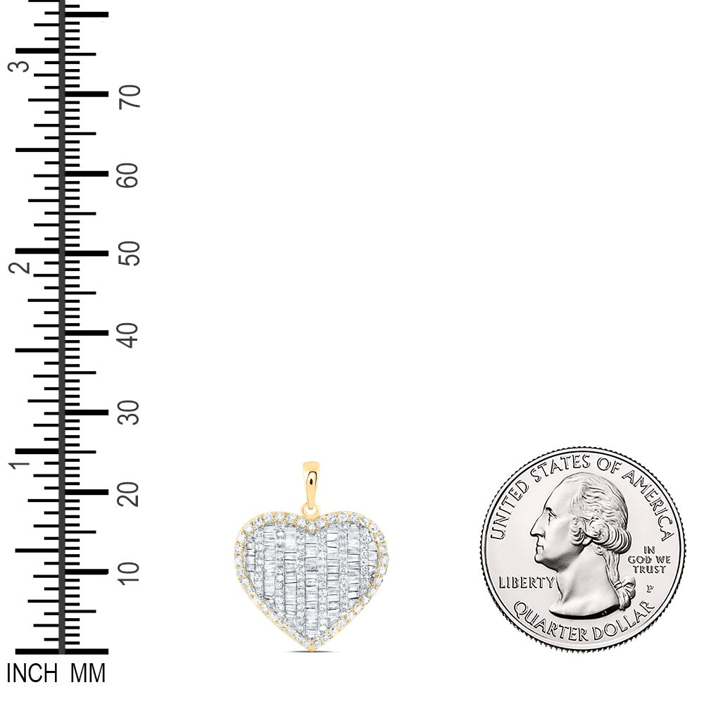 0.85 Ctw Natural Diamond Cluster Heart Gift Pendant in 10k Yellow Gold