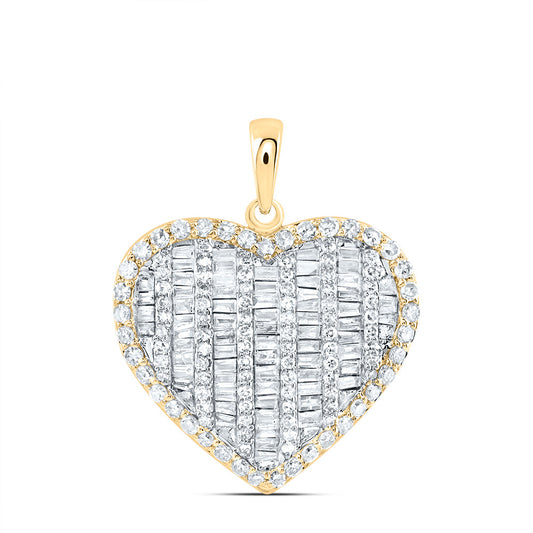 0.85 Ctw Natural Diamond Cluster Heart Gift Pendant in 10k Yellow Gold