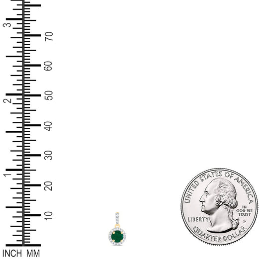 0.54 Ctw Natural Diamond Center Green Round Shape Pendant in 14k Yellow Gold