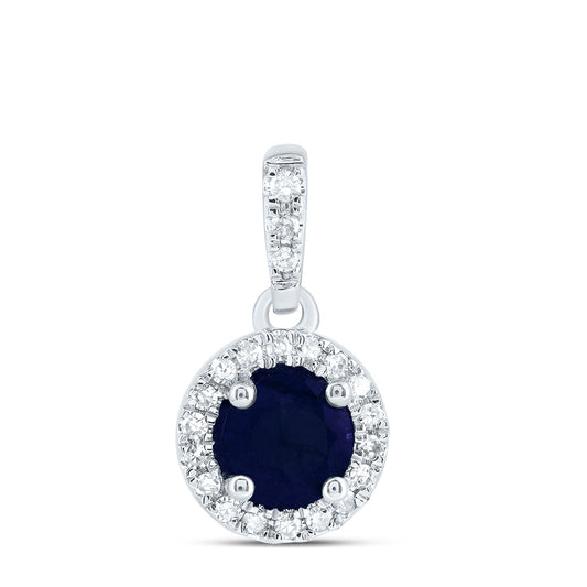 0.77 Ctw Natural Diamond Center Black Round Shape Pendant in 14k White Gold