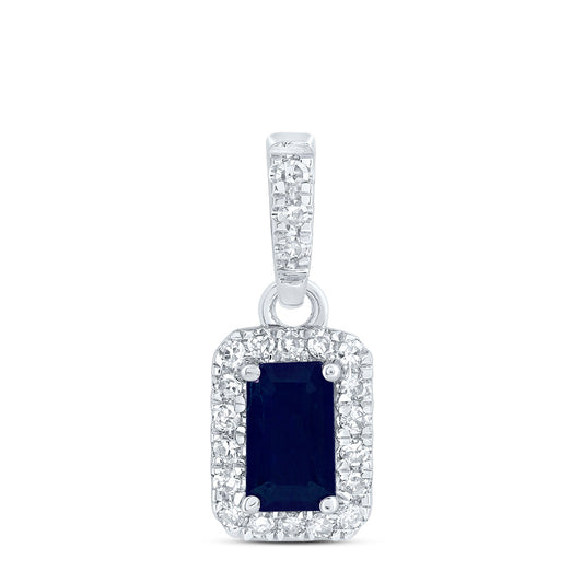 0.48 Ctw Natural Diamond Black Rectangle Pendant in 14k White Gold