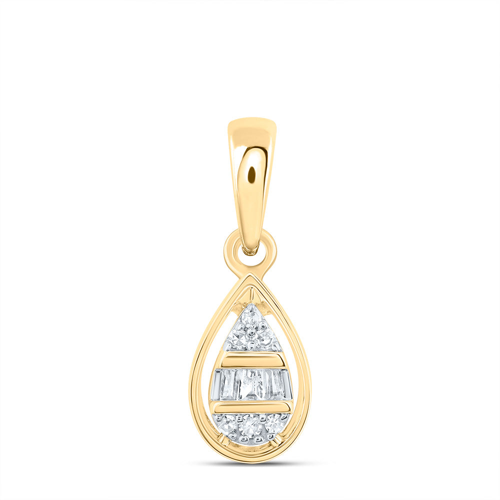 0.05 Ctw Natural Diamond Teardrop Gift Pendant in 10k Yellow Gold