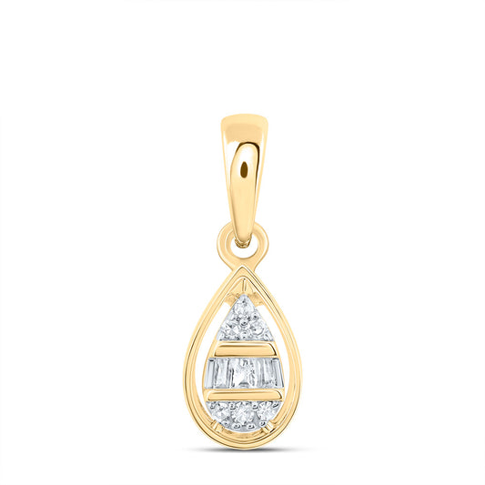0.05 Ctw Natural Diamond Teardrop Gift Pendant in 10k Yellow Gold