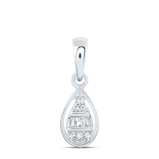 0.05 Ctw Natural Diamond Teardrop Gift Pendant in 10k White Gold