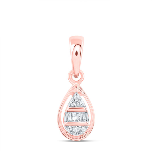 0.05 Ctw Natural Diamond Teardrop Gift Pendant in 10k Rose Gold