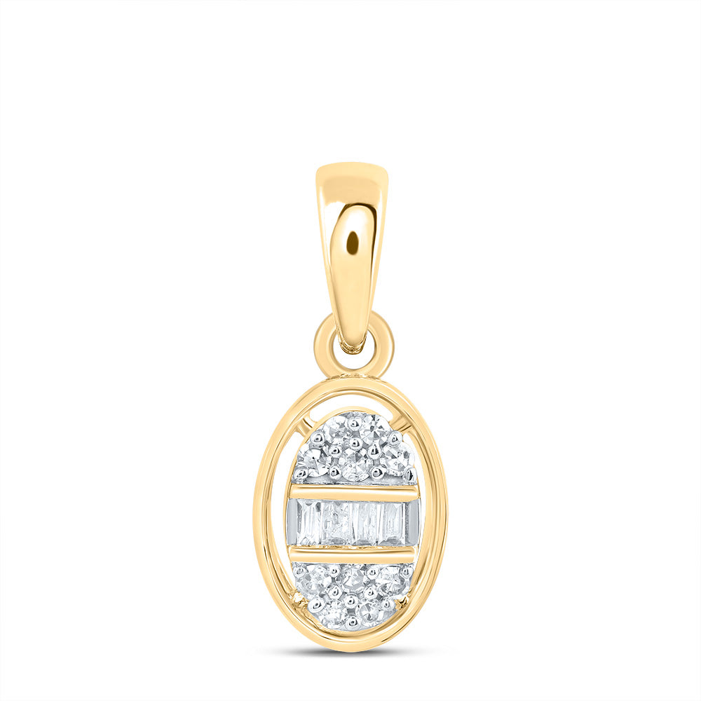 0.08 Ctw Natural Diamond Oval Pendant in 10k Yellow Gold