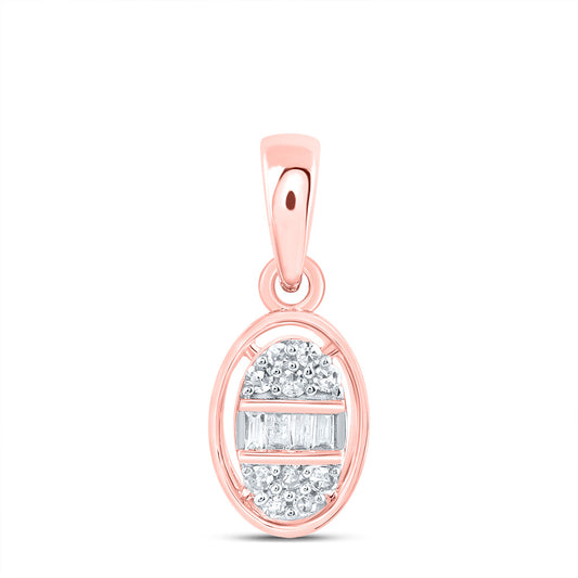0.08 Ctw Natural Diamond Oval Pendant in 10k Rose Gold