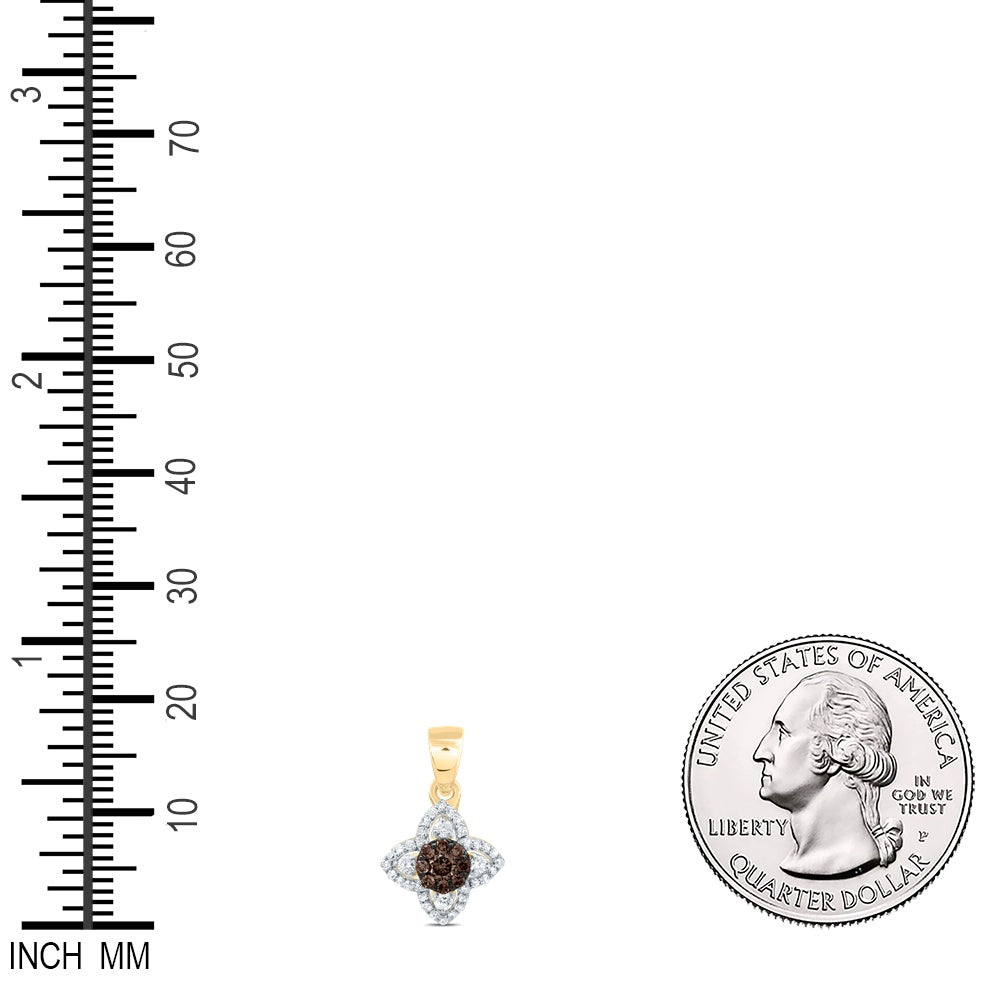 0.27 Ctw Natural Diamond Brown Evil Eye Pendant in 10k Yellow Gold