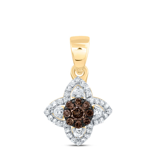 0.27 Ctw Natural Diamond Brown Evil Eye Pendant in 10k Yellow Gold