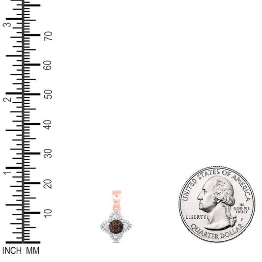 0.27 Ctw Natural Diamond Brown Evil Eye Pendant in 10k Rose Gold