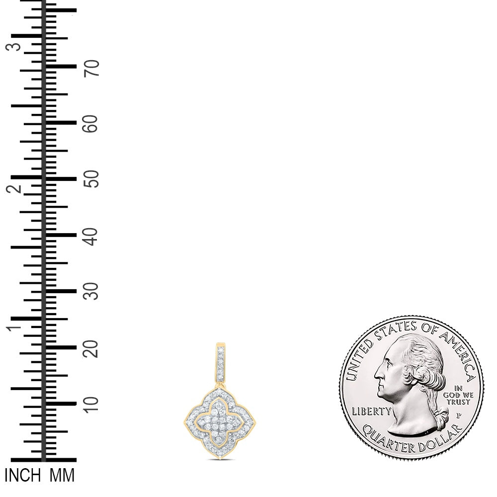 0.26 Ctw Natural Diamond Clover Flower Pendant in 10k Yellow Gold