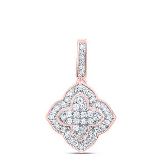 0.27 Ctw Natural Diamond Clover Flower Pendant in 10k Rose Gold
