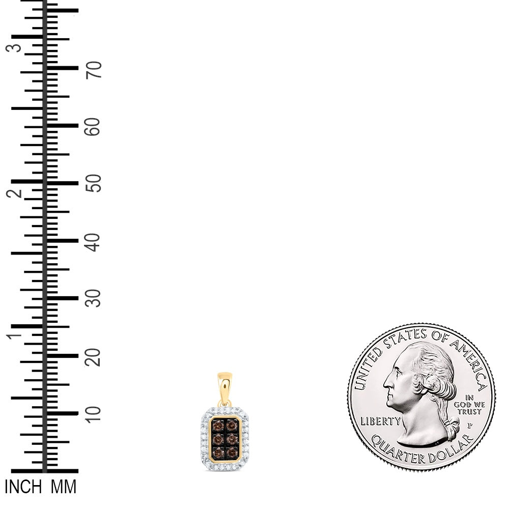 0.25 Ctw Natural Diamond Brown Chocolate Octagon Shaped Pendant in 10k Yellow Gold