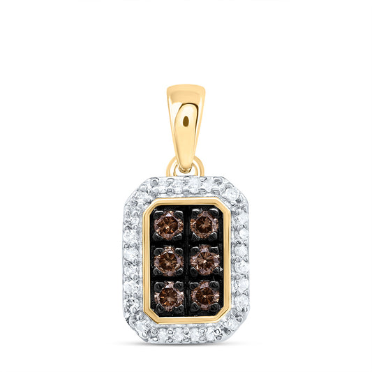 0.25 Ctw Natural Diamond Brown Chocolate Octagon Shaped Pendant in 10k Yellow Gold