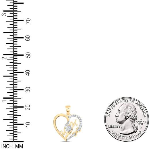 0.12 Ctw Natural Diamond Mom Infinity Open Heart Pendant in 10k Yellow Gold
