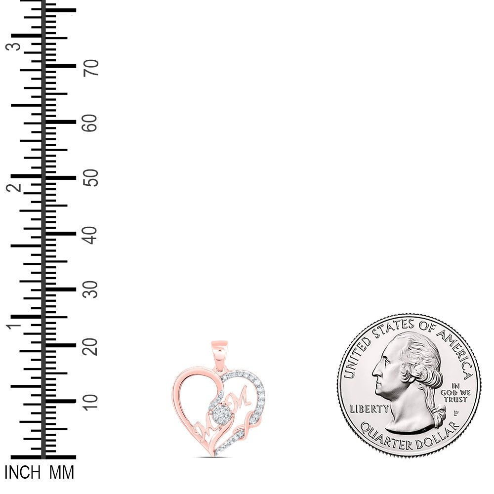 0.12 Ctw Natural Diamond Mom Infinity Open Heart Pendant in 10k Rose Gold