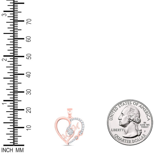 0.12 Ctw Natural Diamond Mom Infinity Open Heart Pendant in 10k Rose Gold