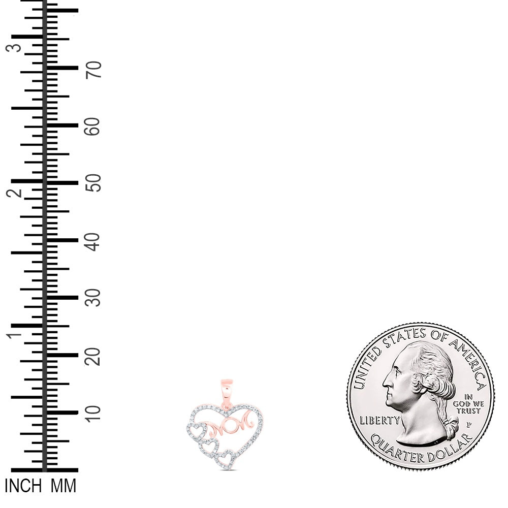 0.17 Ctw Natural Diamond Four 4 Open Heart Mom Pendant in 10k Rose Gold
