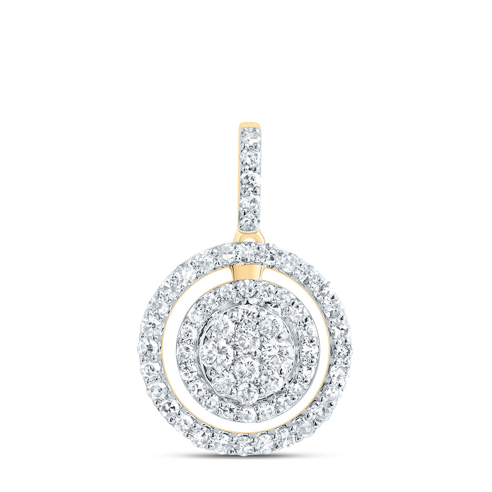 0.43 Ctw Natural Diamond Round Cluster Hola Pendant in 10k Yellow Gold