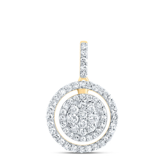 0.43 Ctw Natural Diamond Round Cluster Hola Pendant in 10k Yellow Gold