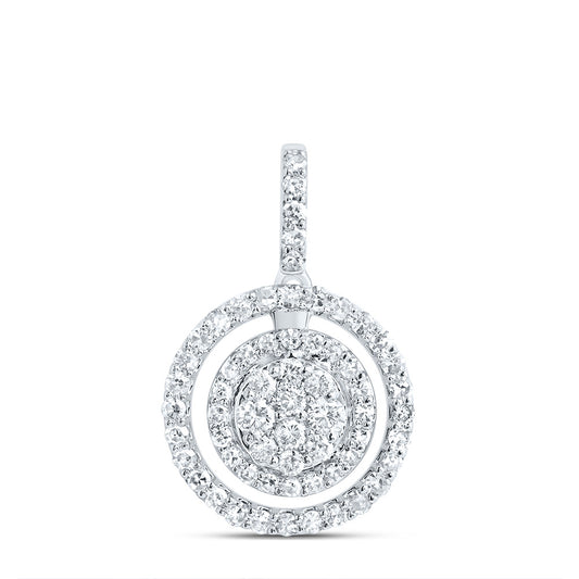 0.43 Ctw Natural Diamond Round Cluster Hola Pendant in 10k White Gold